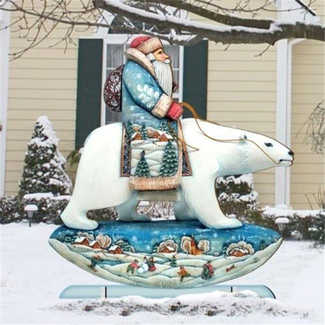 G.DeBrekht 8116382 Santa Polar Bear Wooden Christmas Ornament Set of 2